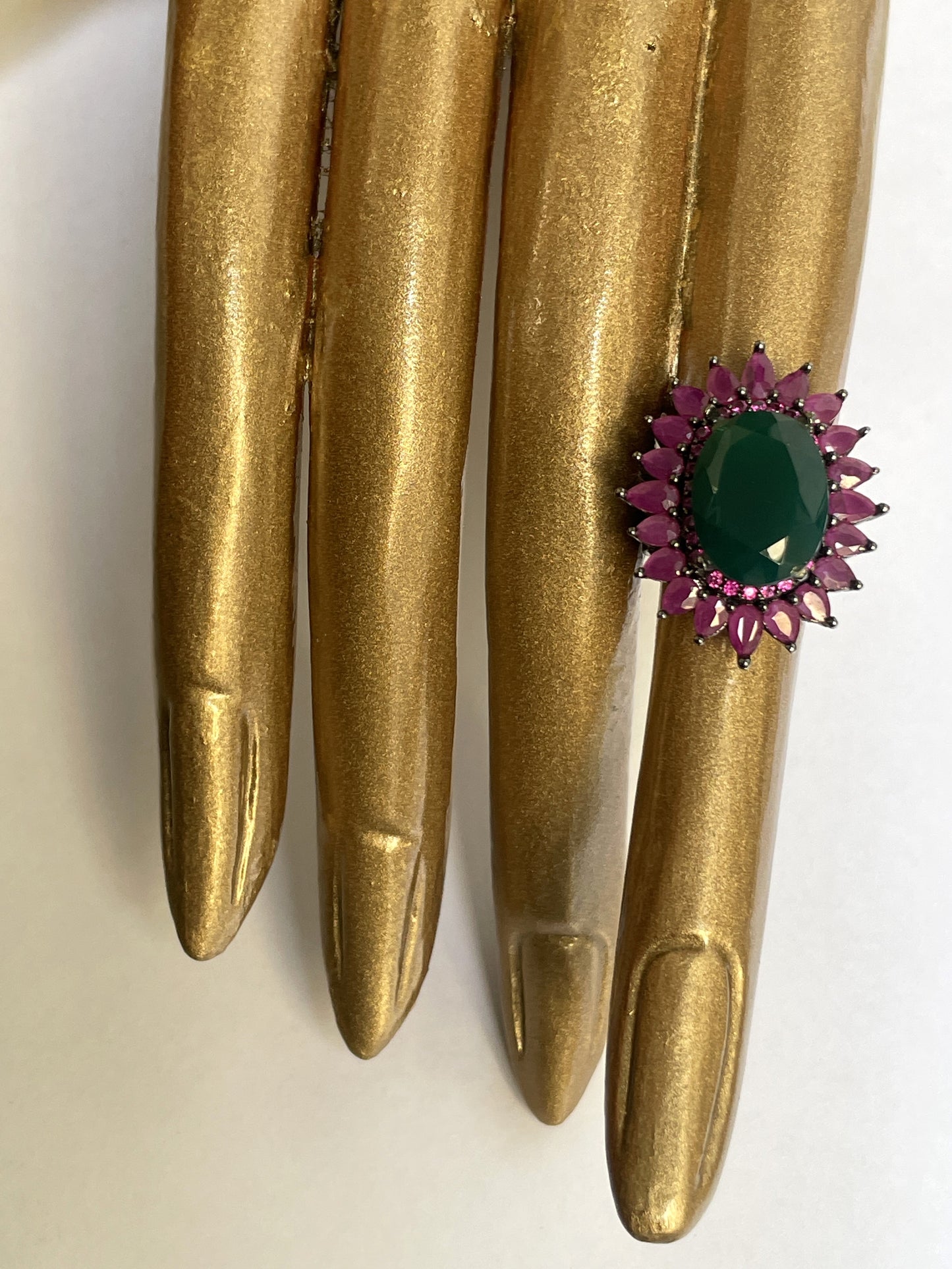 Pink and Green Stone Zircon Ring