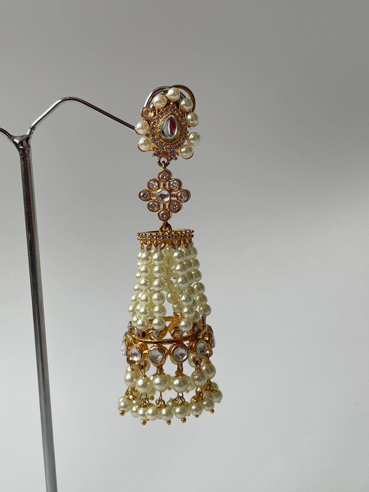 Gold & Silver Polished Jhumkas