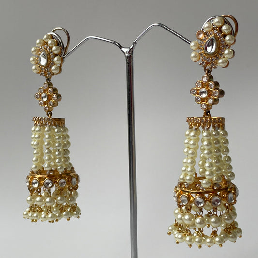 Gold & Silver Polished Jhumkas