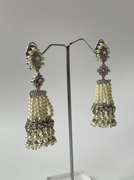 Gold & Silver Polished Jhumkas