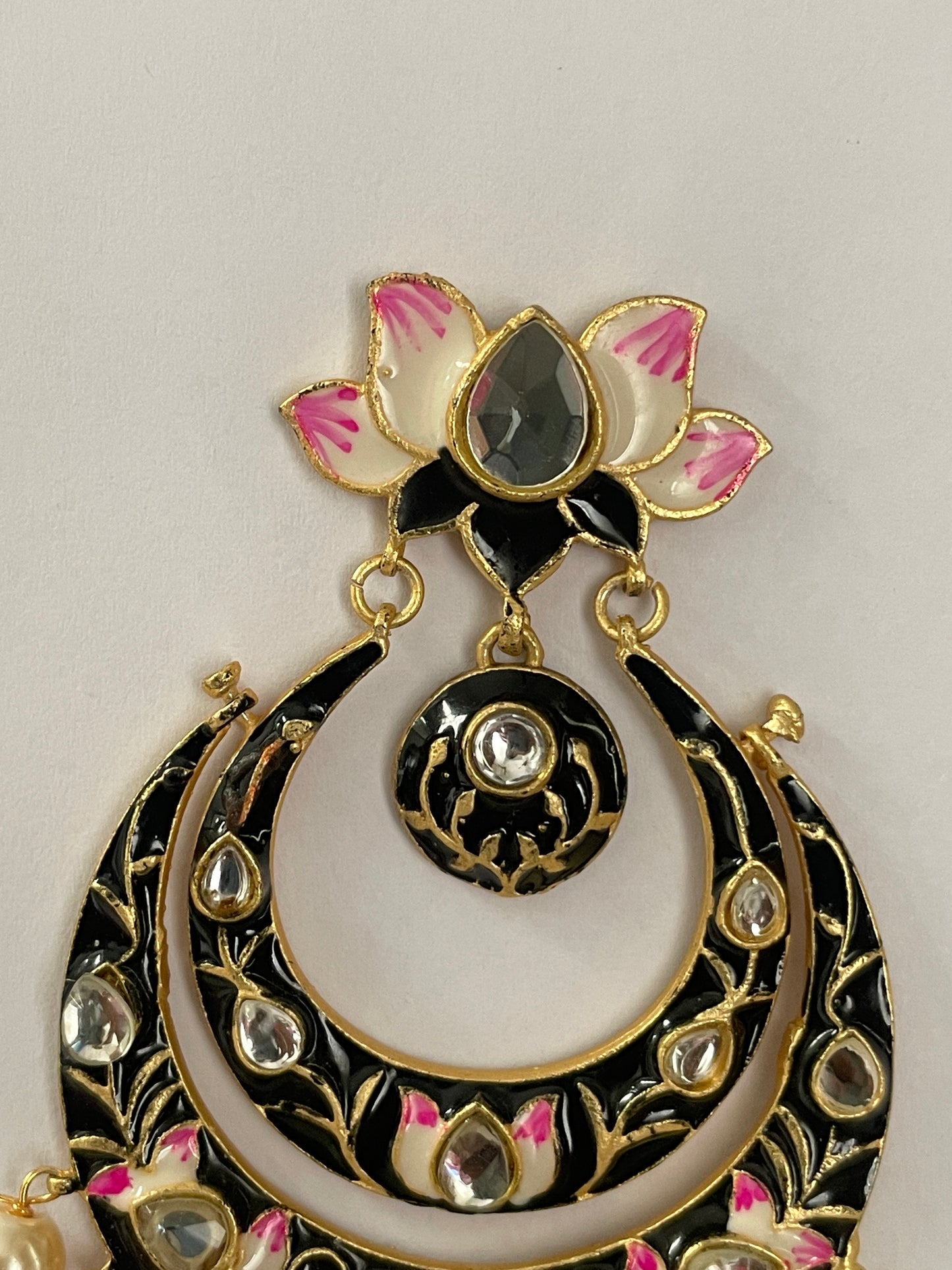 Polki And Pearl Meenakaari Earrings