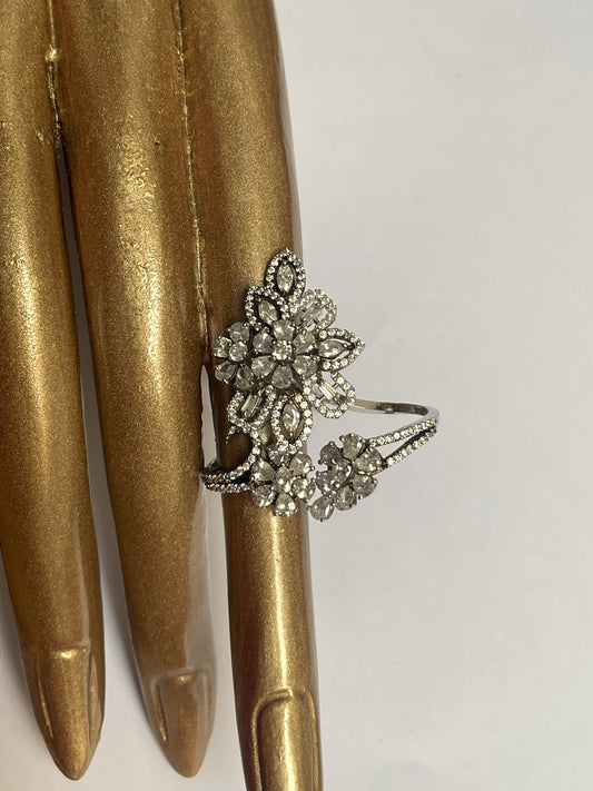 Sparkled Zircon Floral Ring