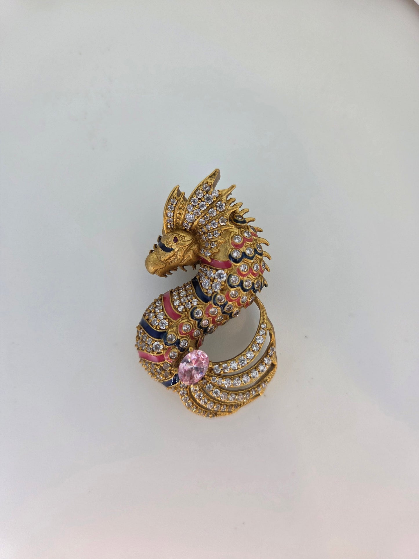 Gold Plated Multicolor Enamel Sea Horse Brooch