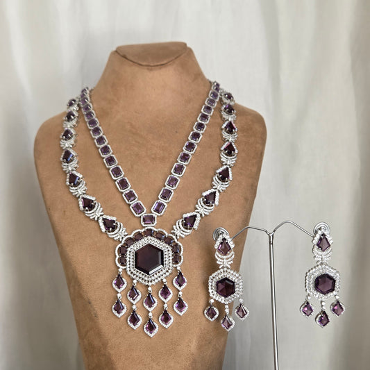Purple Zircon Statement Necklace Set
