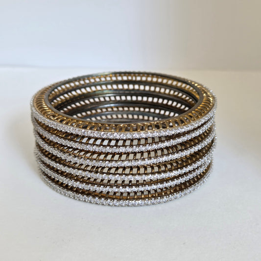 Antique Finish Zircon Bangle Stack