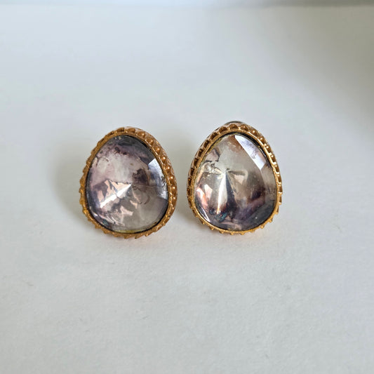 Kundan Gold Organic Stud Earrings