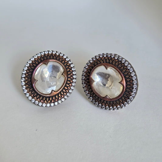 Circular Kundan Zircon Studs