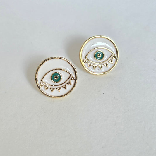 Enamelled Evil Eye Studs