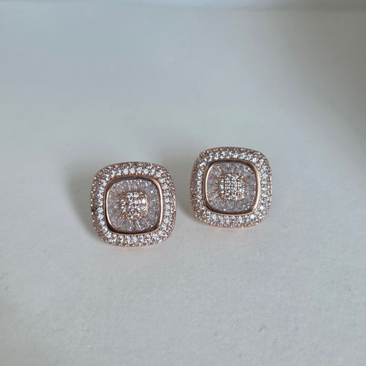 Faux Diamond Cushion Zircon Studs