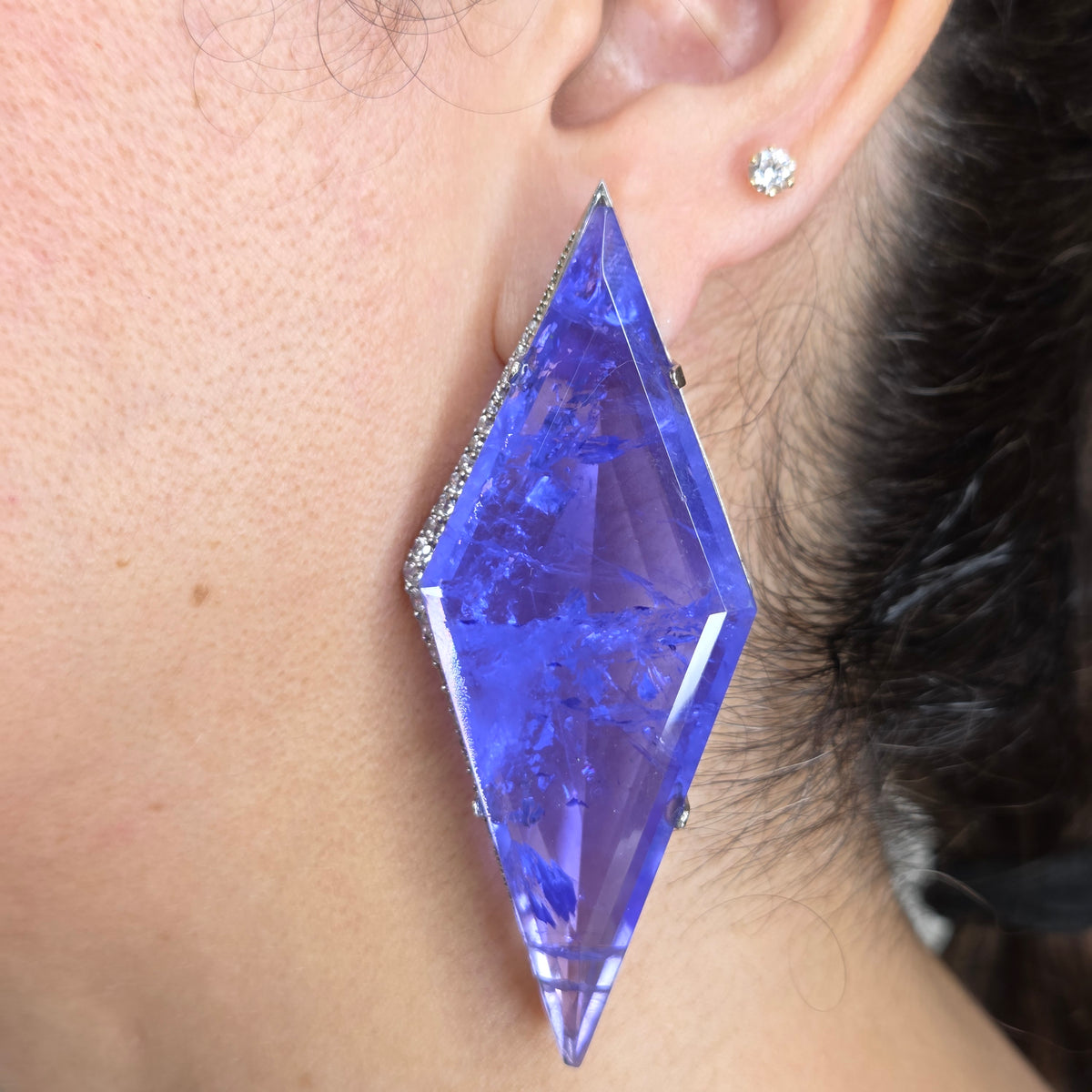 Unique Cut Doublet Clear Crystal Earrings