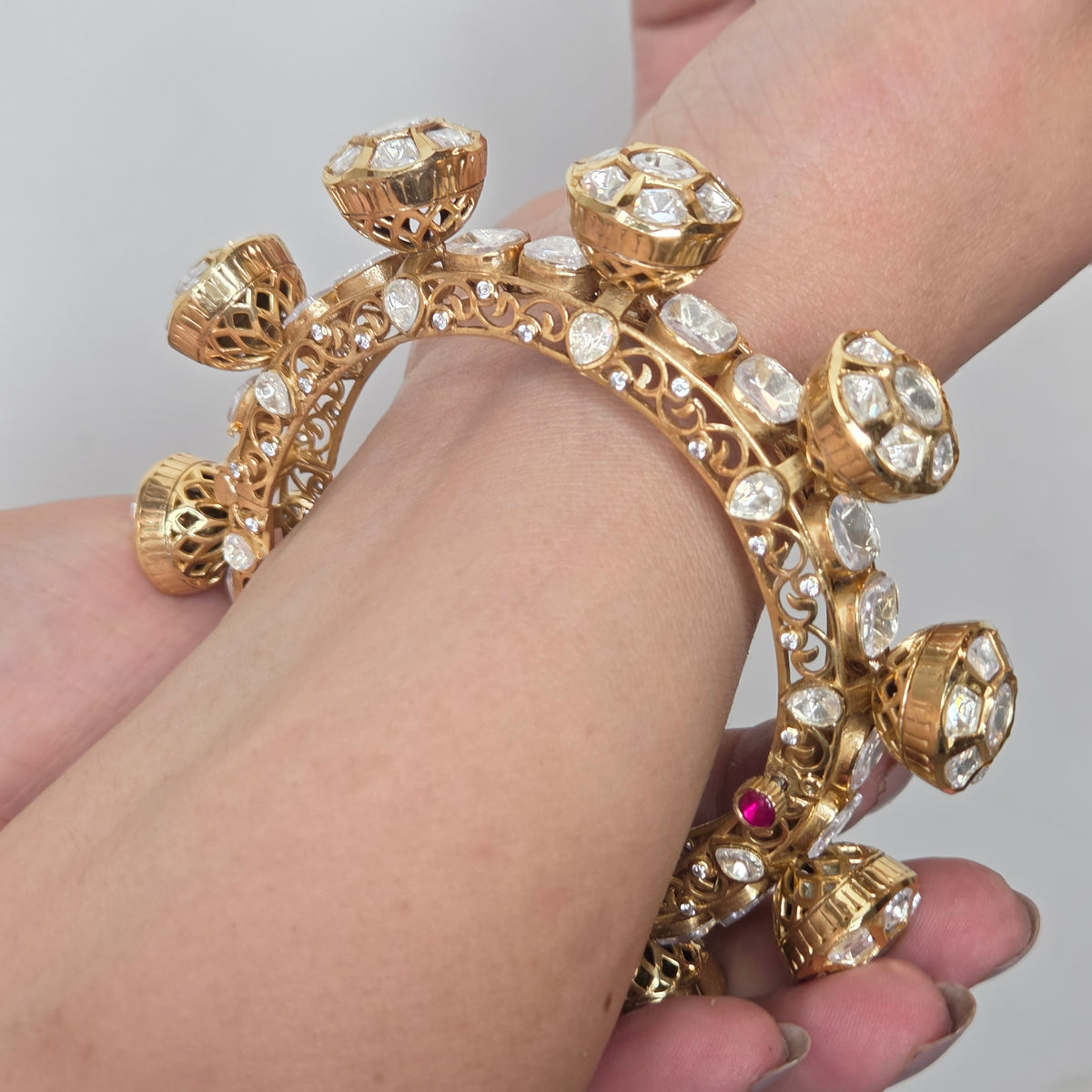 Moissanite Polki Bloom Cluster Bangle