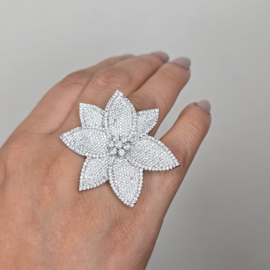 Floral Zircon Cocktail Ring