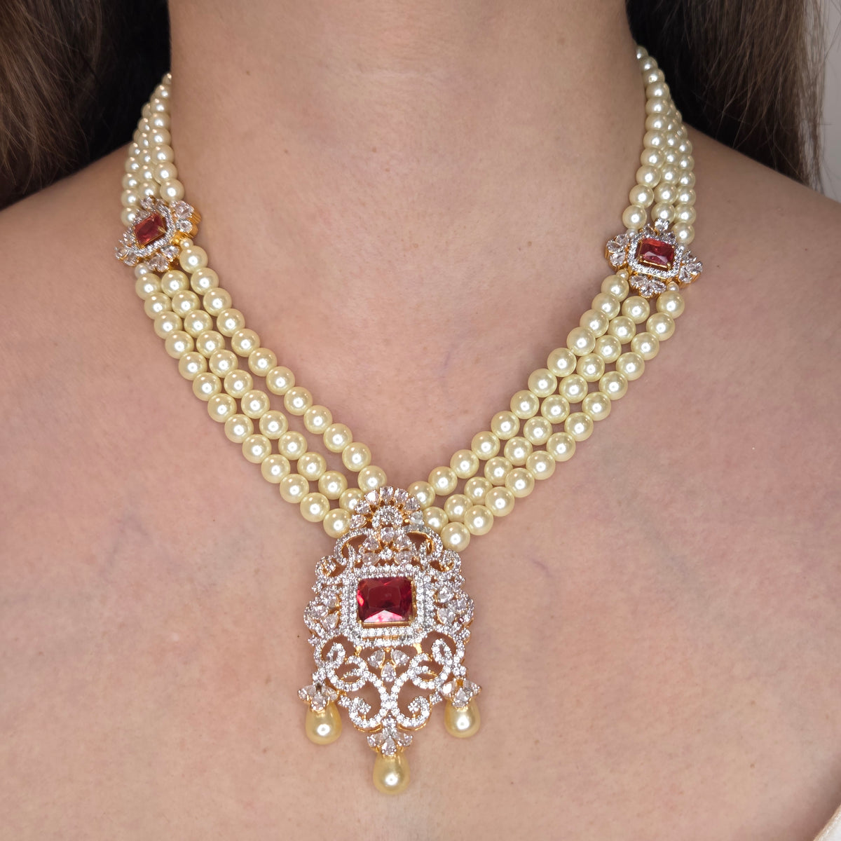 Royal Pearl Statement Zircon Necklace