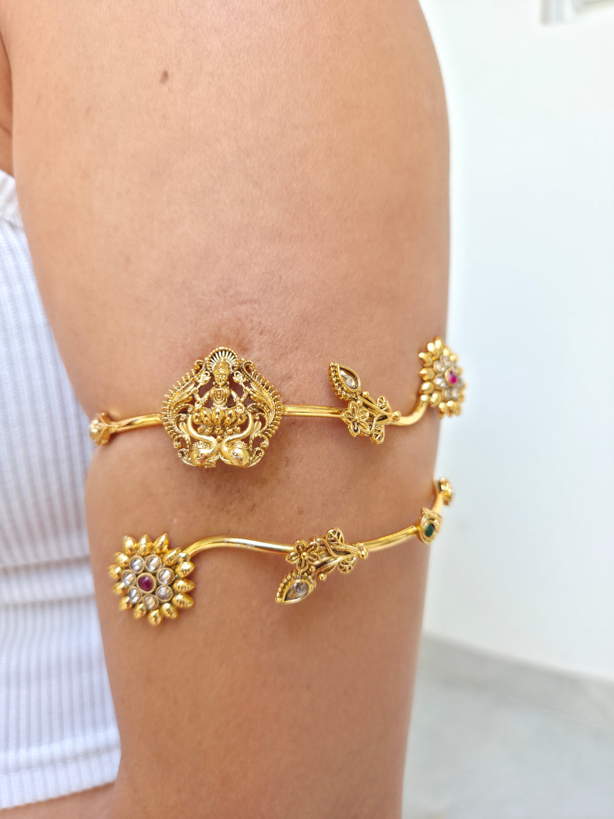 Antique Floral & Goddess Motif Bajuband (Armlet) Set