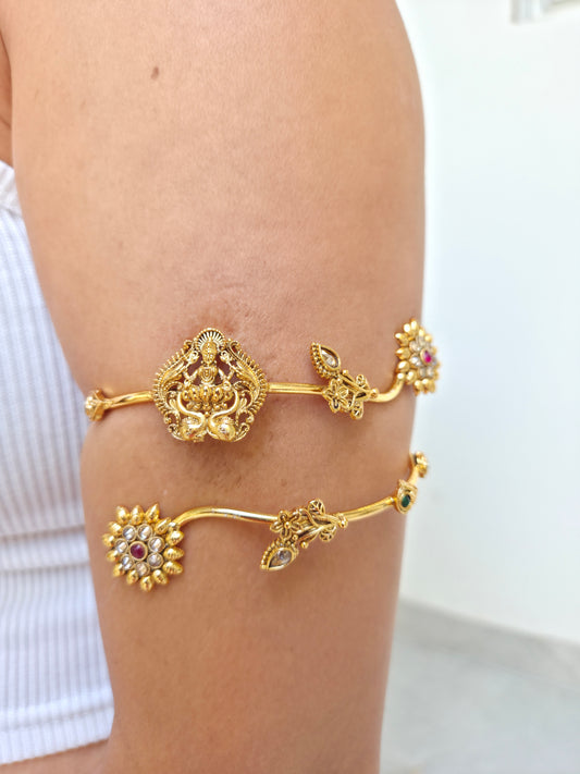 Antique Floral & Goddess Motif Bajuband (Armlet) Set