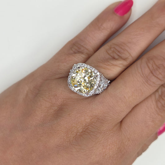 Canary Yellow Cushion-Cut Statement Ring