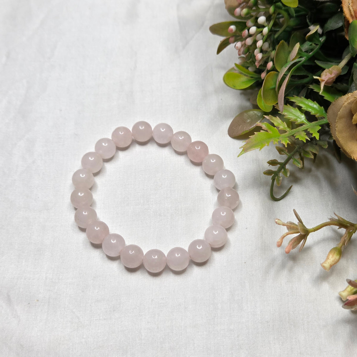 Soft Pink Beaded Quartz Bracelet