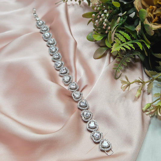 Inverted Hearts Zircon Studded Bracelet