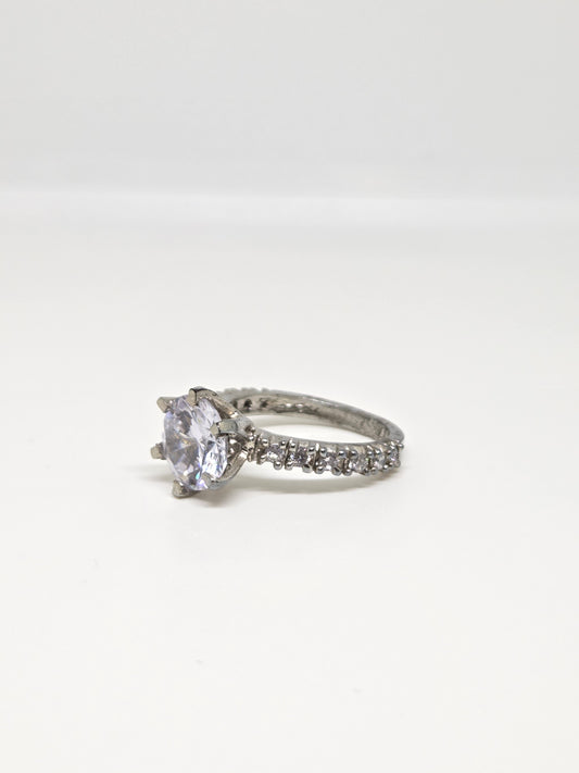Zircon Solitaire Studded Ring
