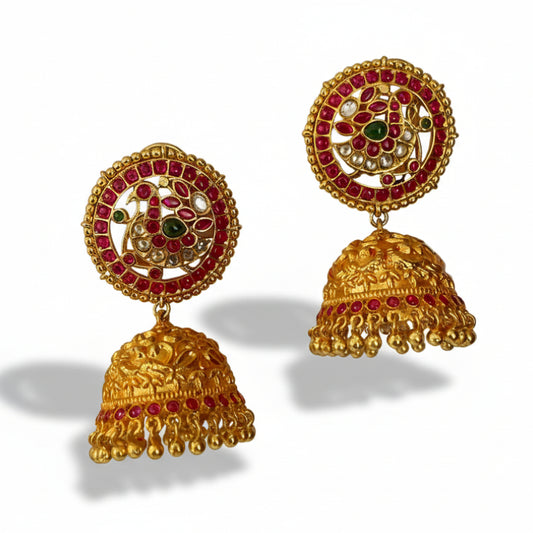Gold Finish Traditional Temple Jhumkas