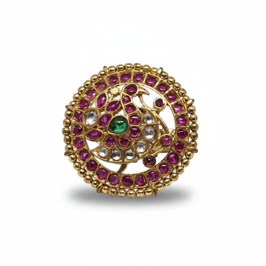 Semi Precious Stone Studded Kundan Ring