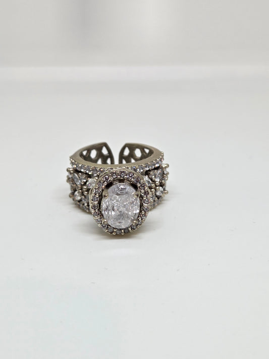 White Finish Solitaire Zircon Ring