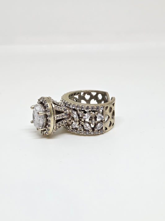 White Finish Solitaire Zircon Ring