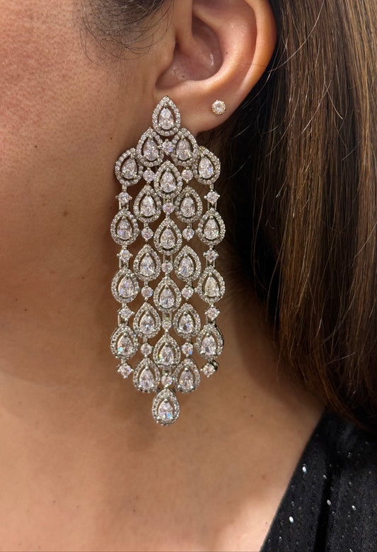 Zircon Dangler Earrings with Tear Drop Stones