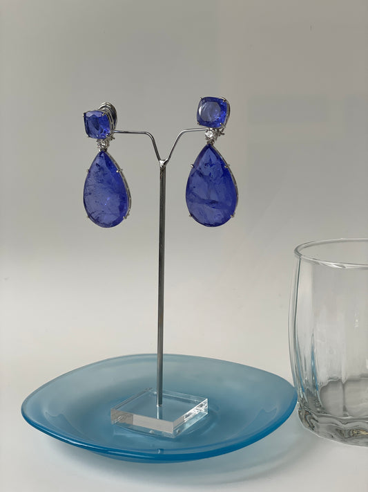 Clear Doublet Crystal Tear Drop Doublet Earrings