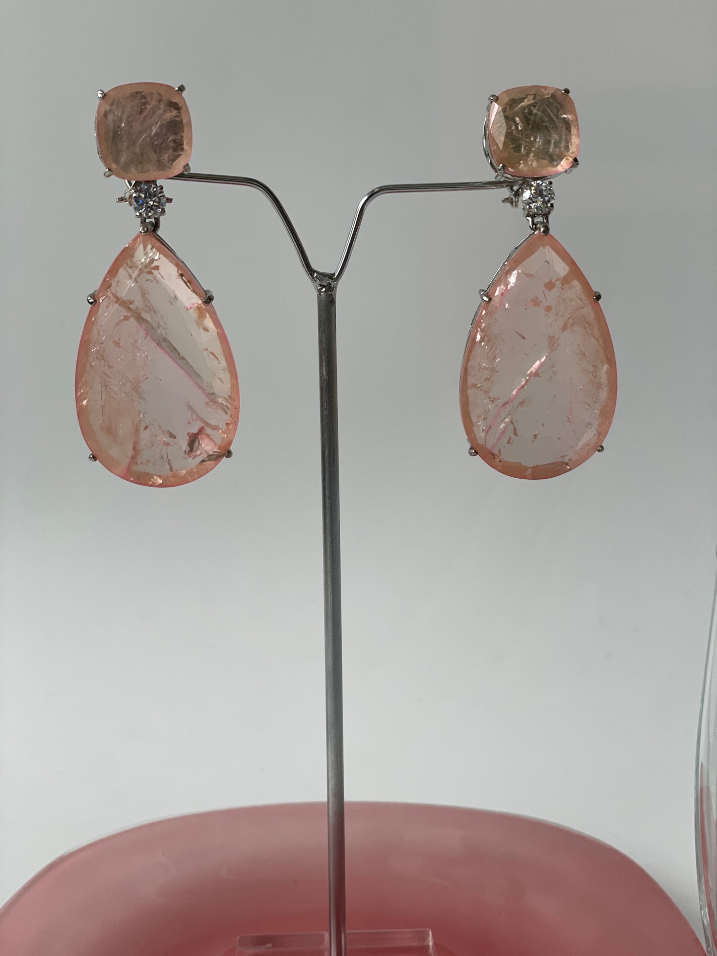 Clear Doublet Crystal Tear Drop Doublet Earrings