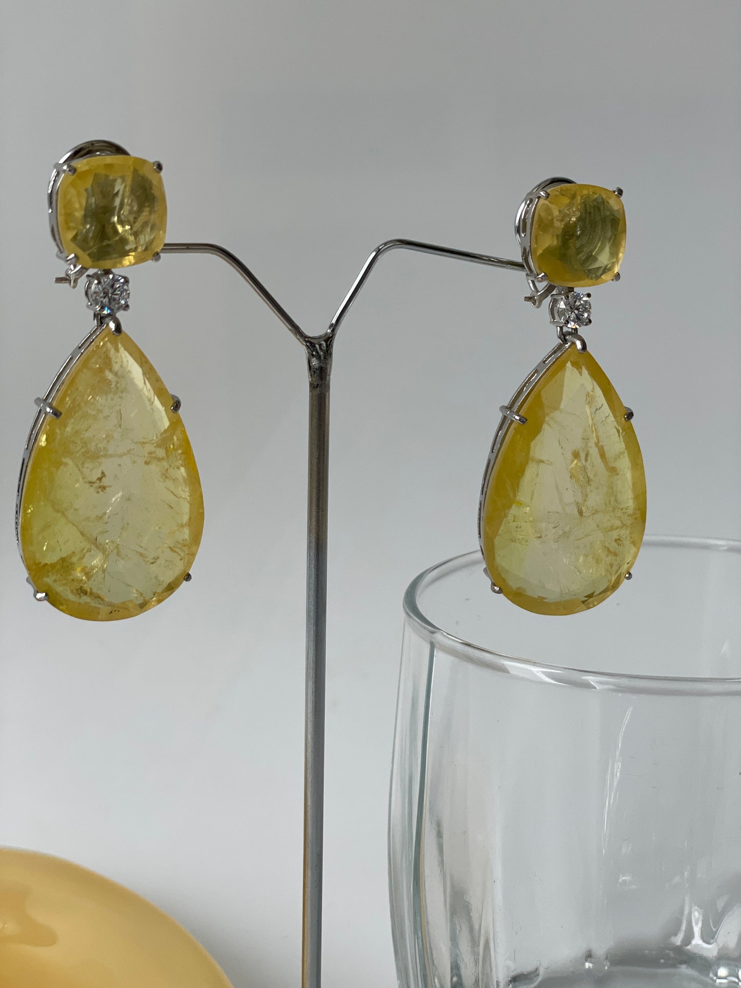 Clear Doublet Crystal Tear Drop Doublet Earrings