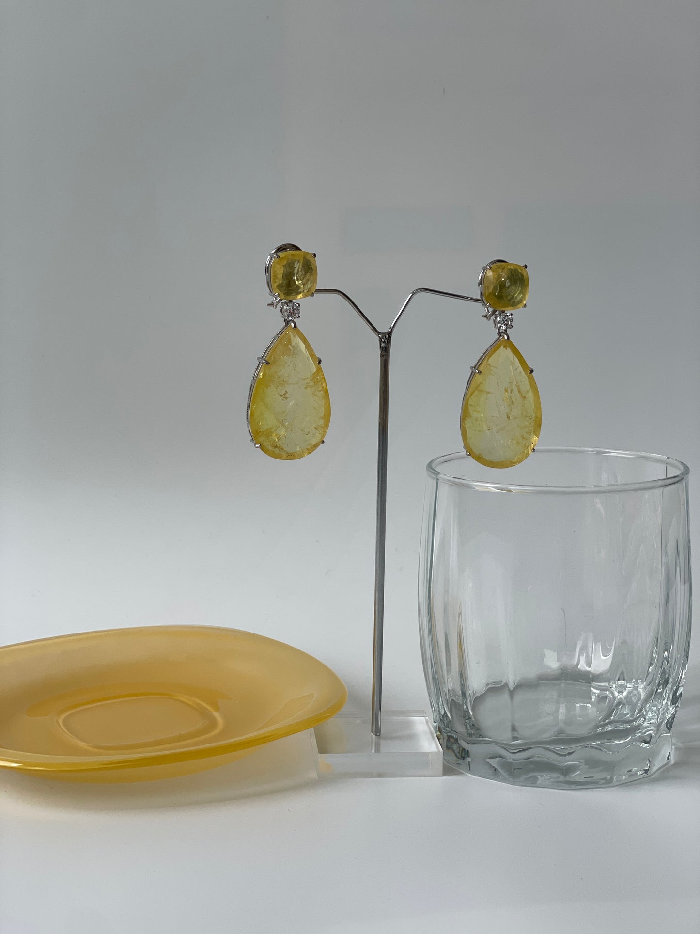 Clear Doublet Crystal Tear Drop Doublet Earrings