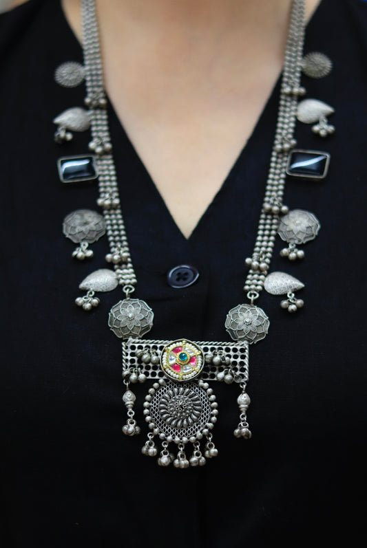 Oxidised Long Necklace Set
