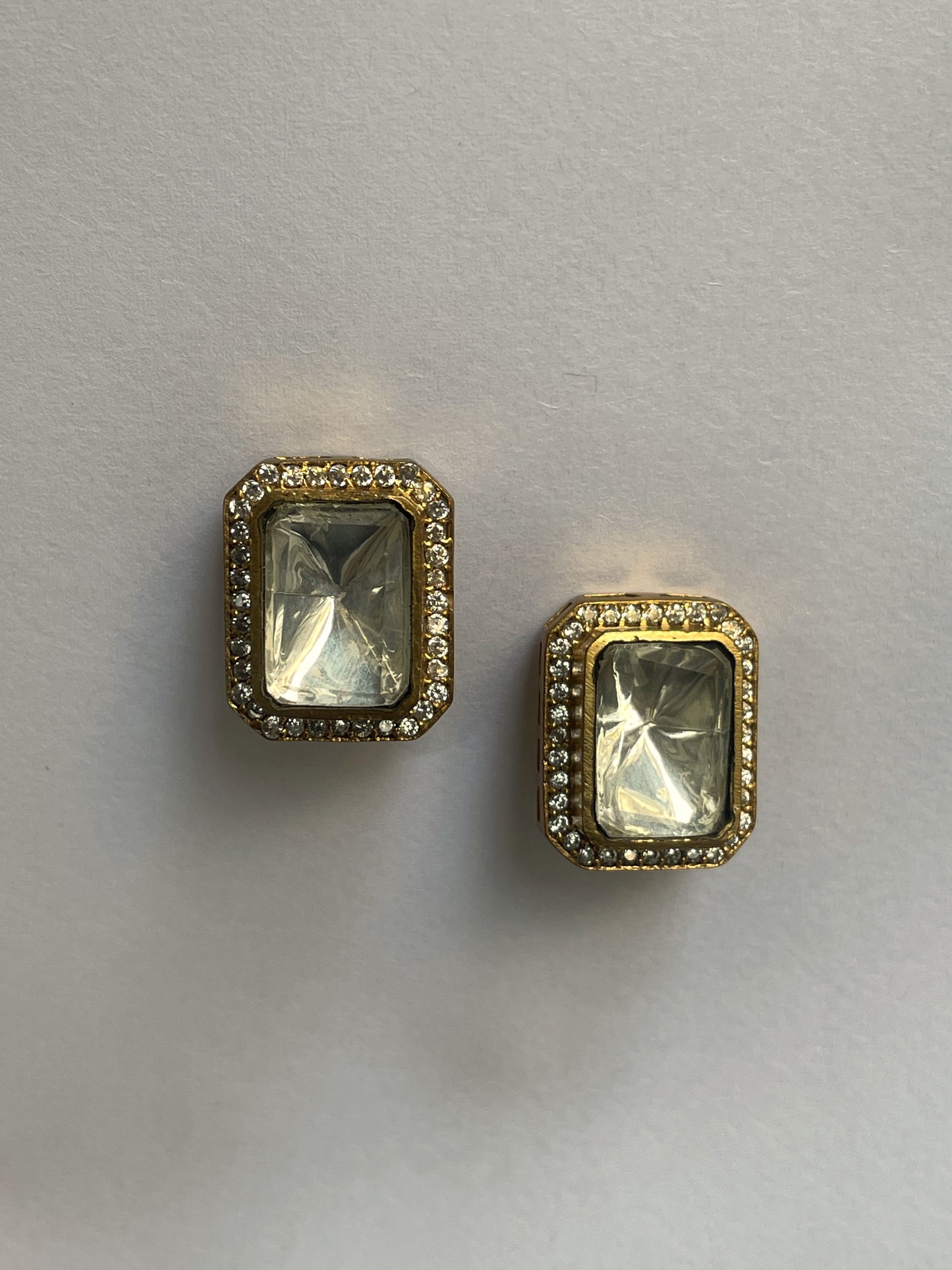 Classic Polki Studs with Zircon Accents