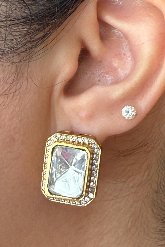 Classic Polki Studs with Zircon Accents