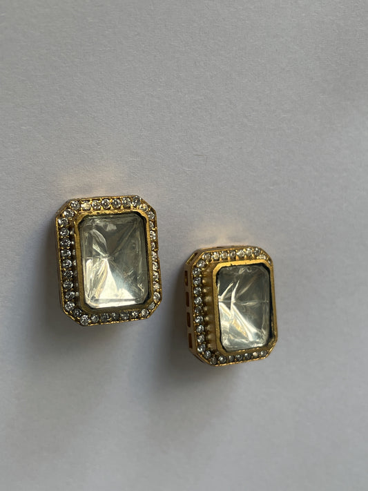 Classic Polki Studs with Zircon Accents