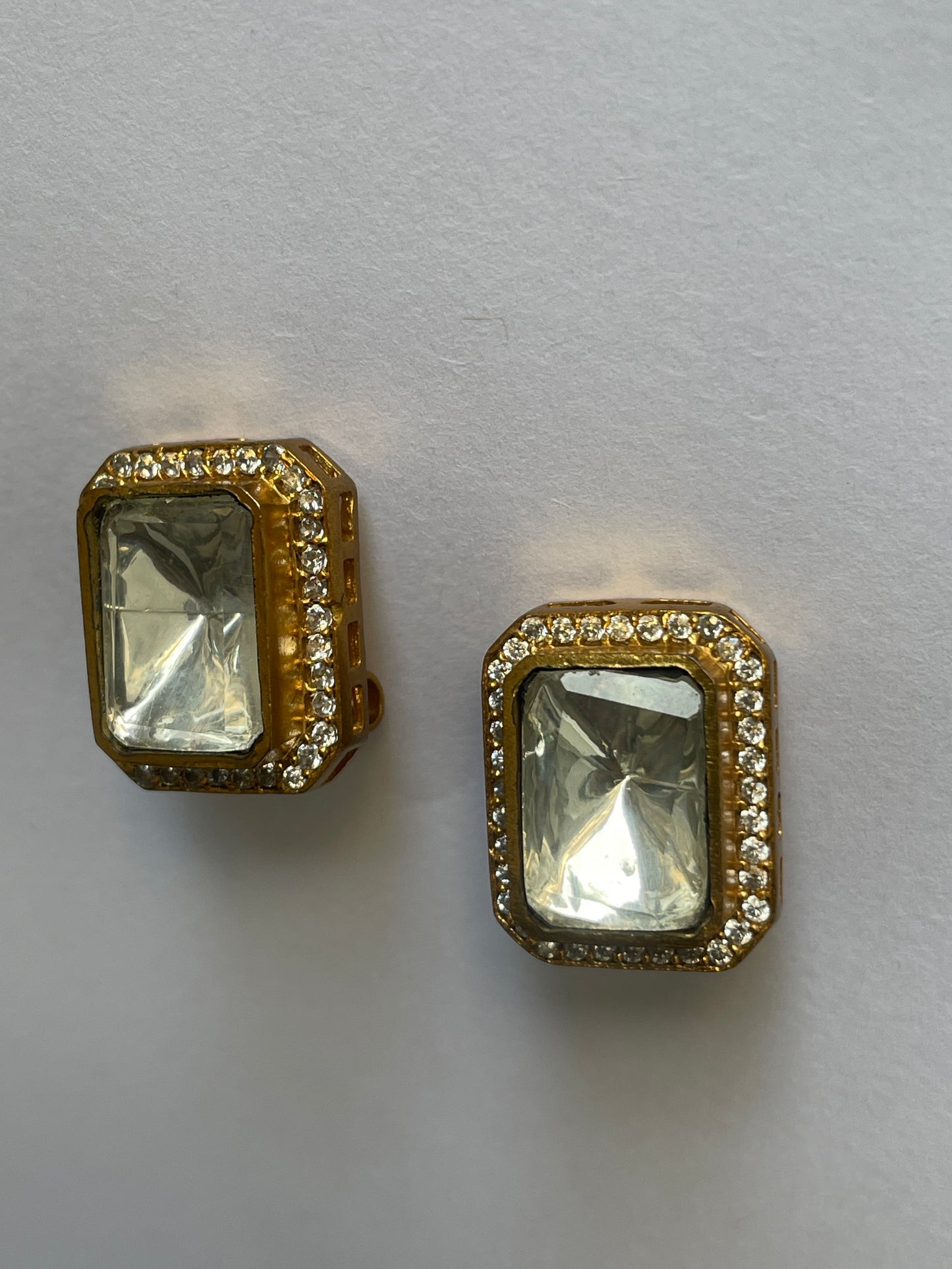 Classic Polki Studs with Zircon Accents