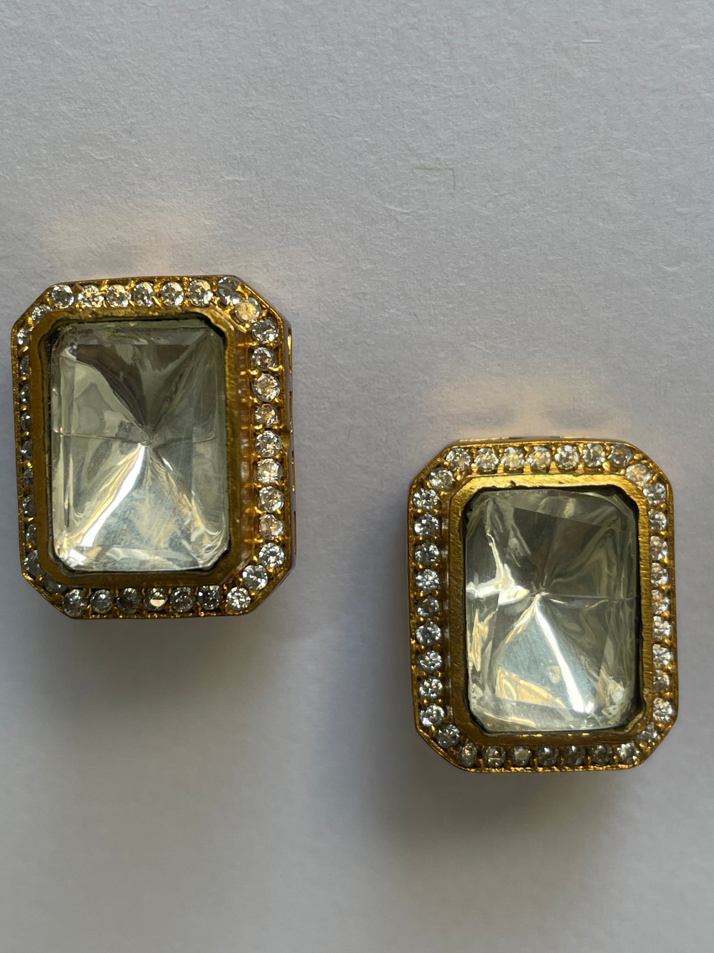 Classic Polki Studs with Zircon Accents