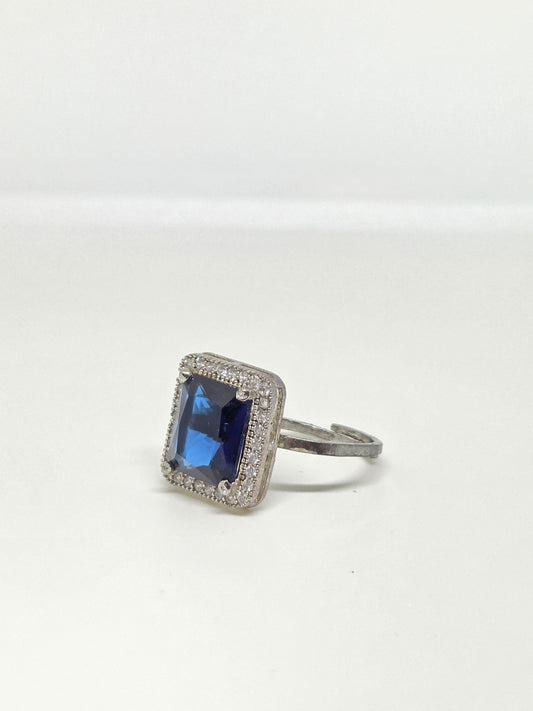 Blue Crystal Zircon Halo Ring