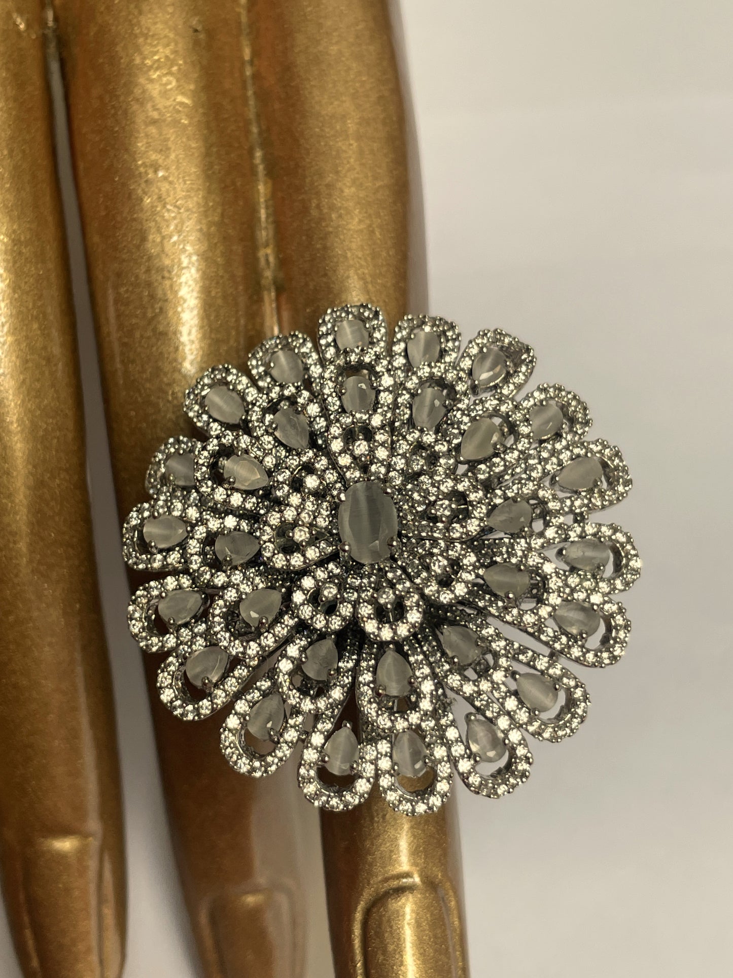 Intricate Zircon Statement Ring