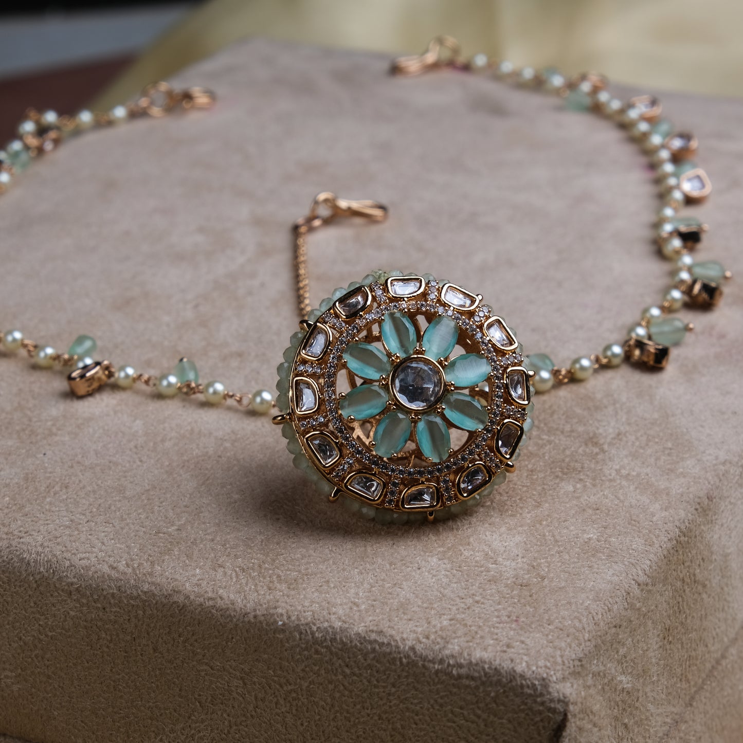 Pastel Stone with Kundan Borla