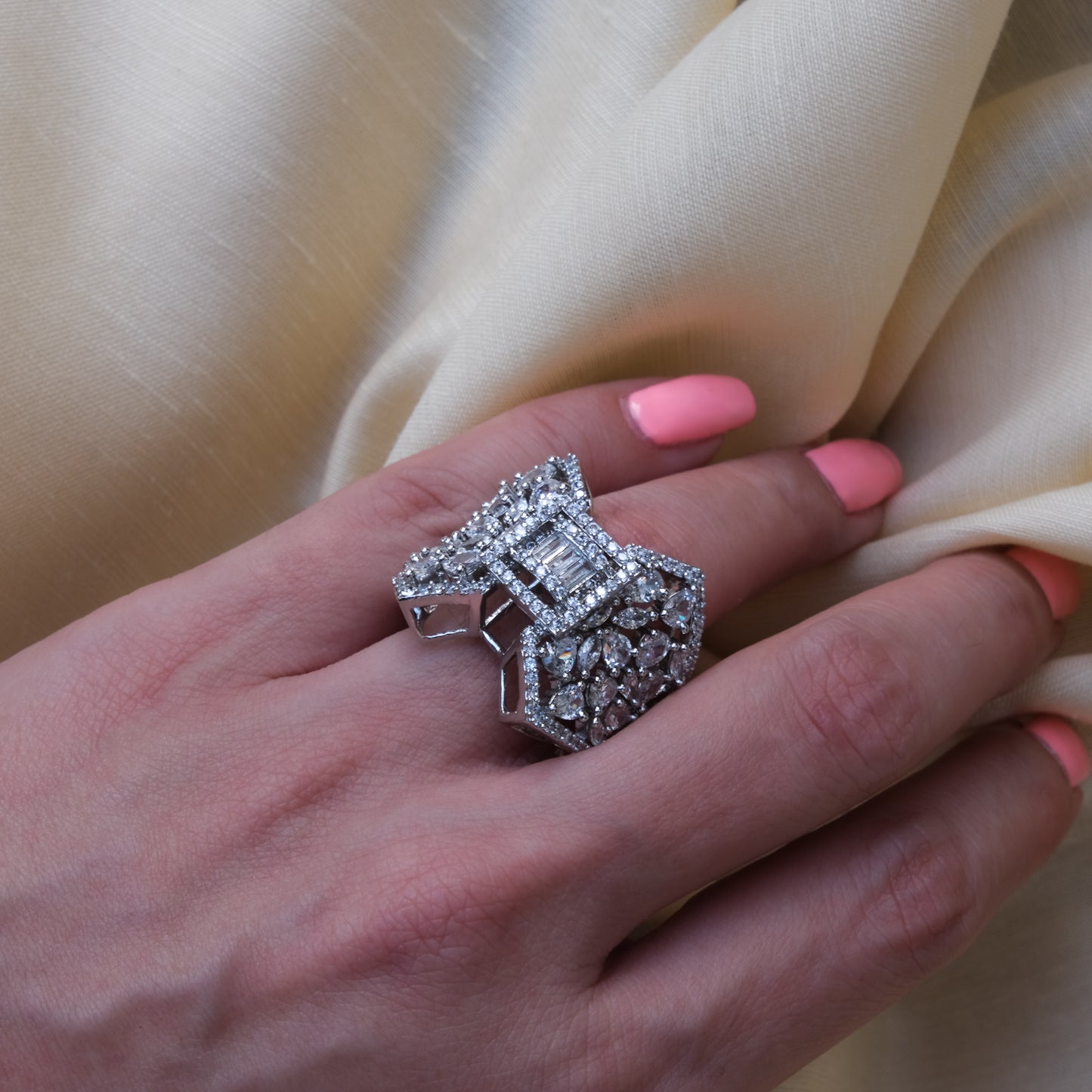 Zircon Diamond Ring