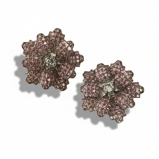 Blush Pink Faux Diamond Rose Silhouette Earrings