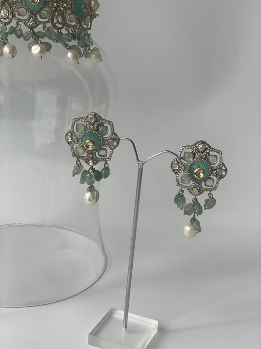 Kundan Necklace Set with Pearls and Beads