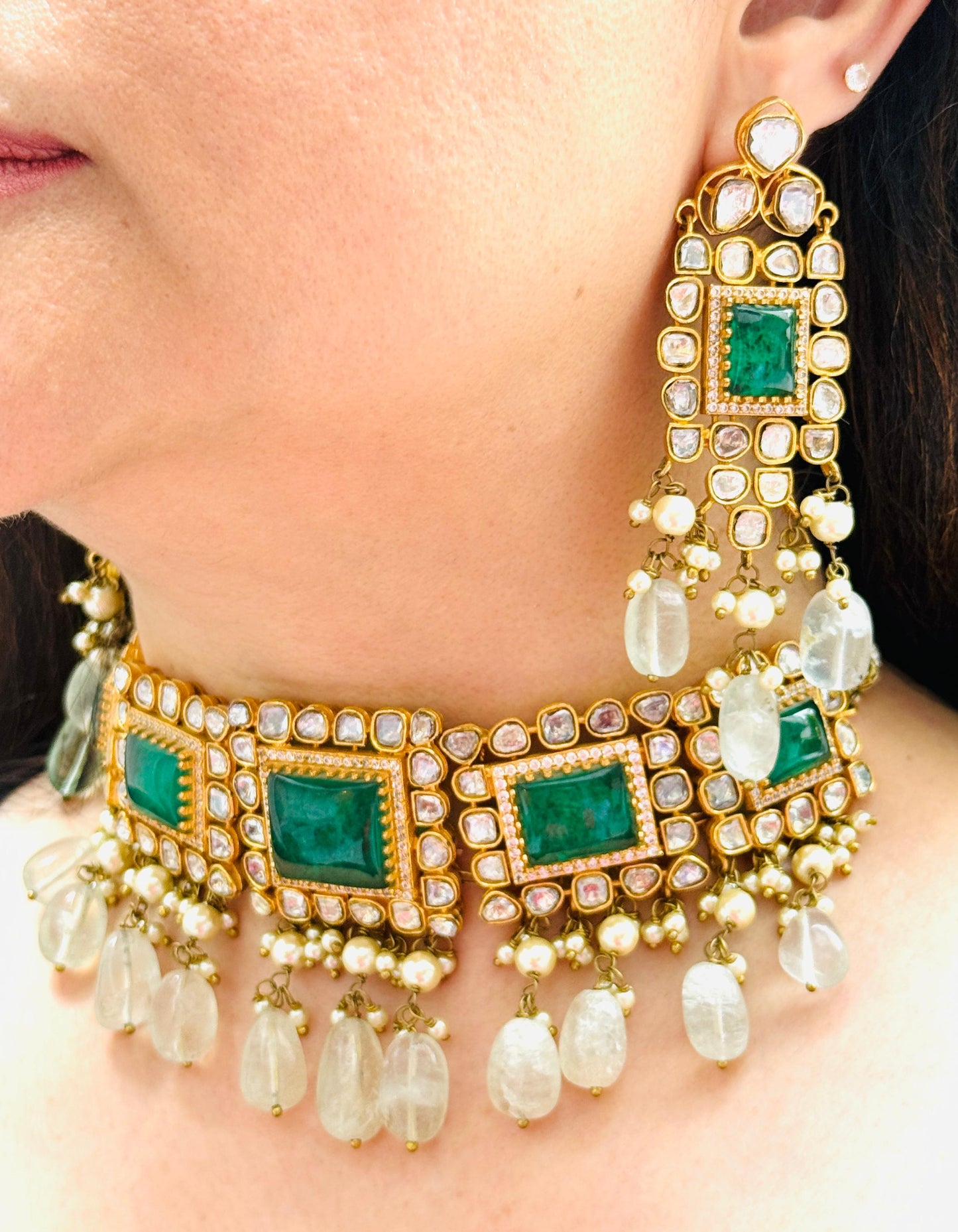 Kundan Choker and Earrings with Beads
