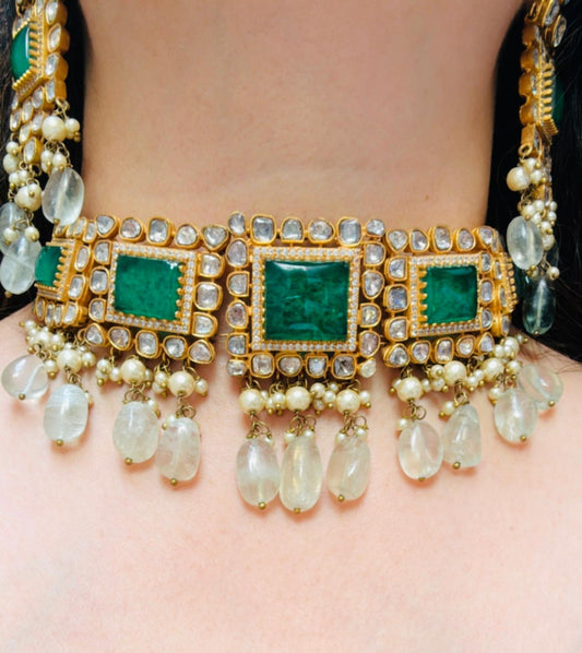 Kundan Choker and Earrings with Beads