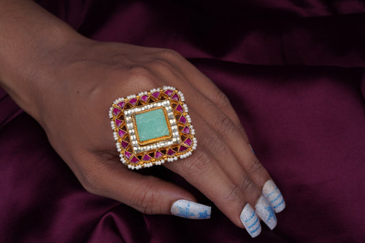 Pastel Carved Stone Ring