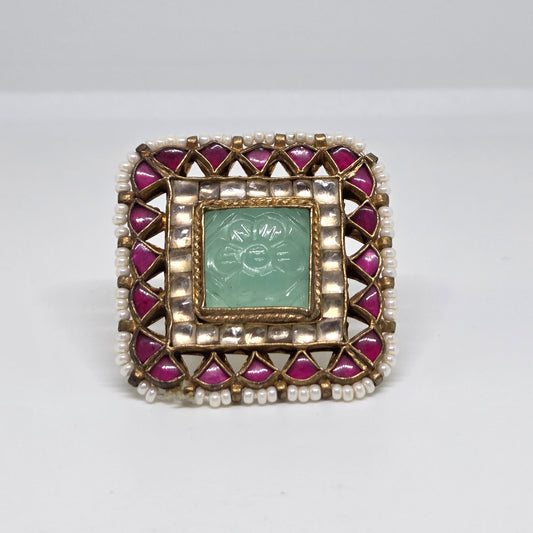 Pastel Carved Stone Ring