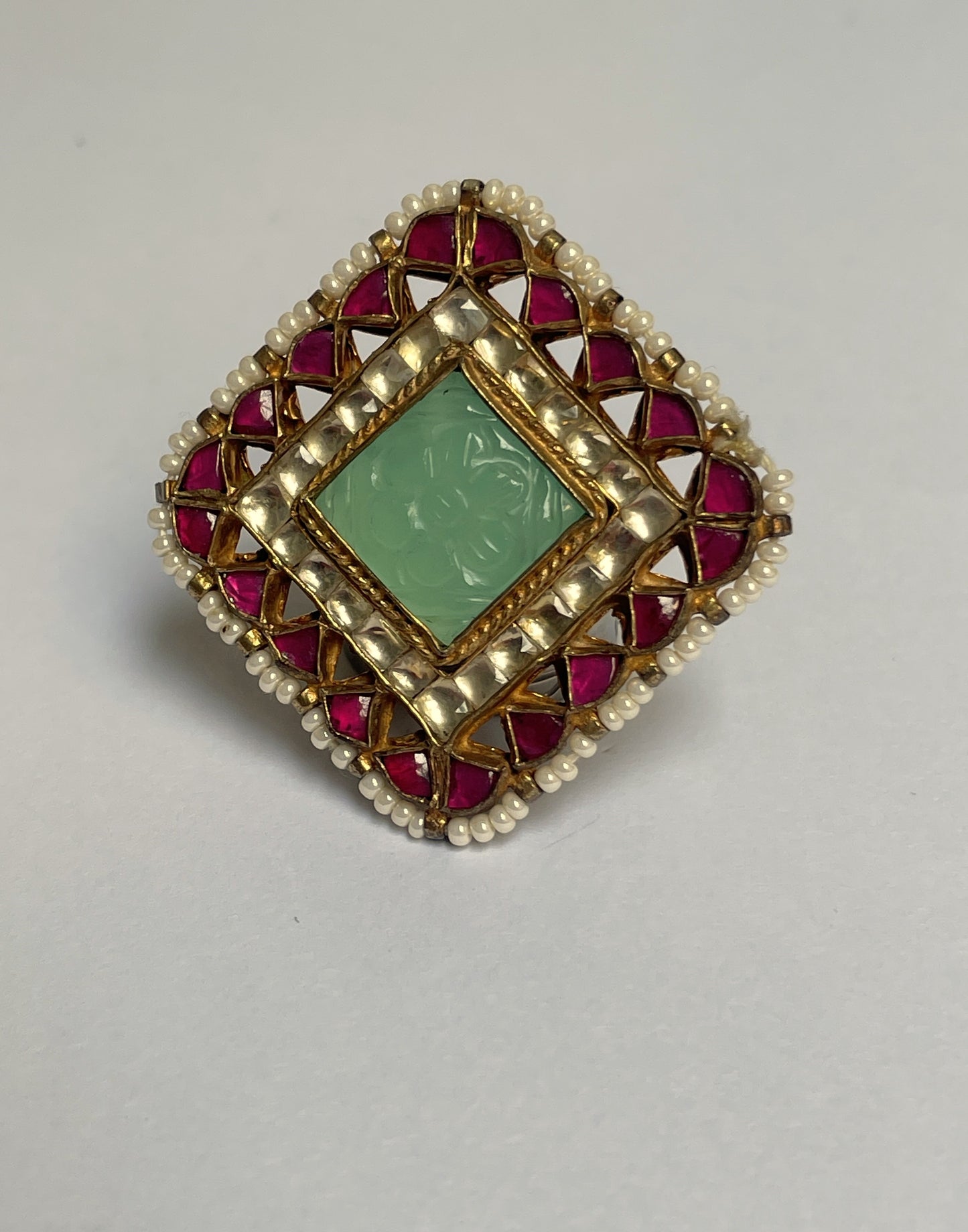 Pastel Carved Stone Ring