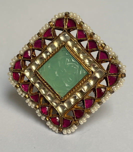 Pastel Carved Stone Ring